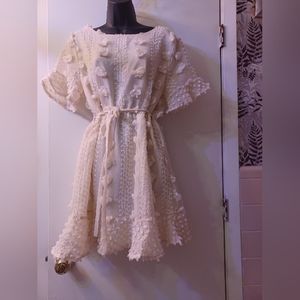 &merci Cream Textured Mini Dress - Sz M